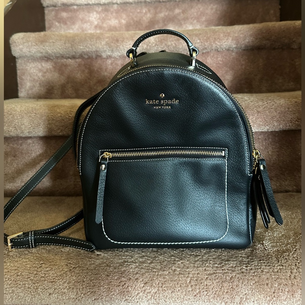 kate spade THOMPSON STREET - BROOKE LEATHER BACKPACK - BLACK